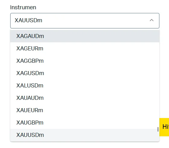 Memilih Instrumen Exness