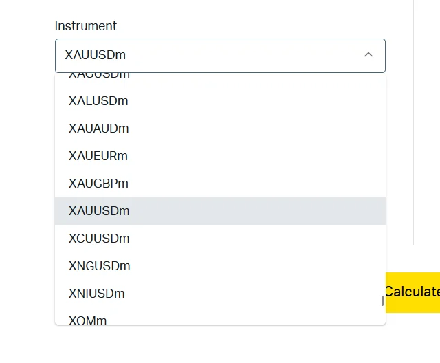 Picking the Exness Instrument